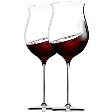 Imagem de Bella Vino Taças de vinho de cristal extra grandes com haste - taças elegantes de aro largo vermelho gigante patenteado haste longa para presentes de vidro modernos exclusivos, conjunto de 59-947 g