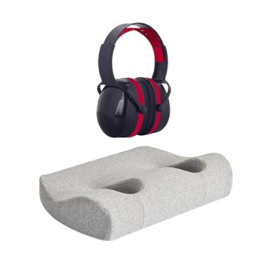 Imagem de Ｂｅｓｇａ Almofada com Orifícios para Orelha, Ideal para Piercings em Todas As Posições, para Pescoço E Ombros, com Protetores Auriculares à Prova de Som, Cinza claro, Tamanho real