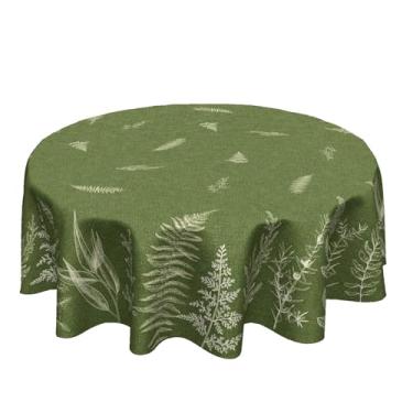 Imagem de Kawani Toalha de mesa redonda primavera verão folha de 152 cm planta verde folhas de samambaia decorativa toalha de mesa lavável resistente a manchas poliéster férias fazenda capa de mesa para festa e