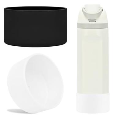 Imagem de TQONEP 2 peças de bota de silicone para garrafa de água Owala 680 g, 947 ml, capa protetora antiderrapante para garrafa de água de aço inoxidável Flip/Twist/FreeSip (preto + transparente, 680 g)