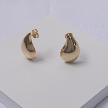 Imagem de Brinco Folheado a Ouro Gota Elegante - Ralifla Semijoias