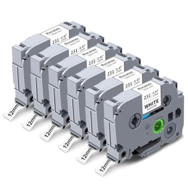 Imagem de TZe-231 TZe231 Compatível com Brother P Touch Label Maker Tape 12 mm 0,47 Laminado Branco Tz Tape Funciona com PT-D220 D210 D202 H110 D200 D400 1280 D610BT 1880 1830 Refis, Ptouch TZE e 1/5. 1 cm