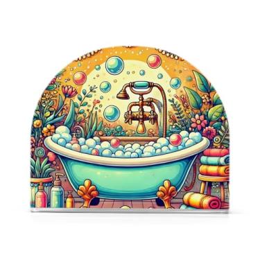 Imagem de Porta-guardanapos amarelos de banho caprichosos para mesa de cozinha, pacote com 2 porta-guardanapos para banheiro, porta-guardanapos acrílico