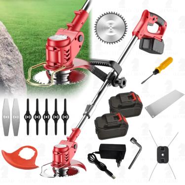 Imagem de Roçadeira Aparador Cortador de Grama 48V a Bateria Portátil 1580W Bipartido Multifunção Completo Profissional com Lâminas e Acessórios