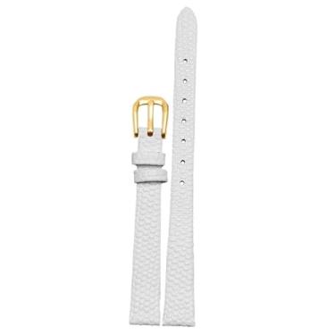 Imagem de BKUANE Pulseira de relógio de couro genuíno pulseira feminina 6mm 8mm 10mm 12mm pulseira de relógio de couro lagartos pequenos relógios de pulso cinto fivela de pino (cor: fivela de ouro branco, tamanho: 16mm)