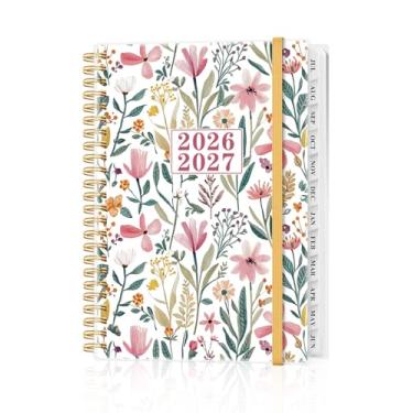 Imagem de Agenda 2026-2027 - Agenda de ano acadêmico de julho de 2026 a junho de 2027, agendas semanais e mensais encadernadas em espiral com abas de 12 meses, bolso interno, 16 cm x 21,6 cm, flor de folha