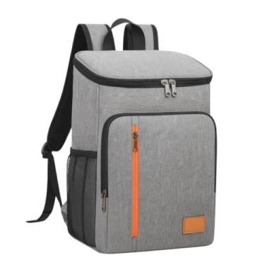 Imagem de Mochila Térmica Grande Capacidade Cooler 18L Impermeável Com Zíper Duplo Quente e Frio(Cinza)