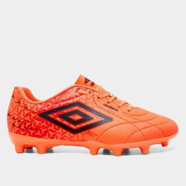 Imagem de Chuteira Campo Umbro Class Neo Unissex, Laranja, Preto, 37