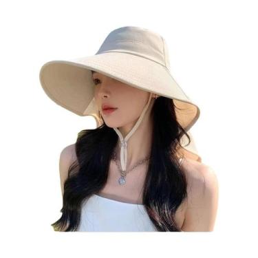 Imagem de Chapéu De Sol Feminino Com Aba Larga, Proteção UV, Para Caminhadas Ao 
