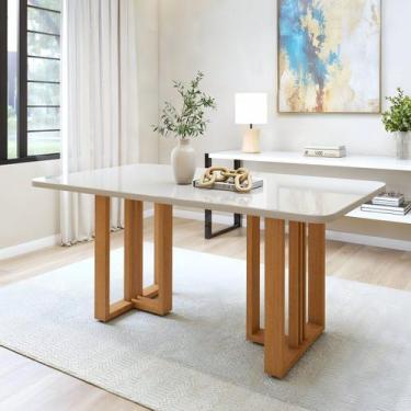 Imagem de Mesa de Jantar 6 Lugares Retangular Maxi Tampo de Vidro/MDF Bold - Móv