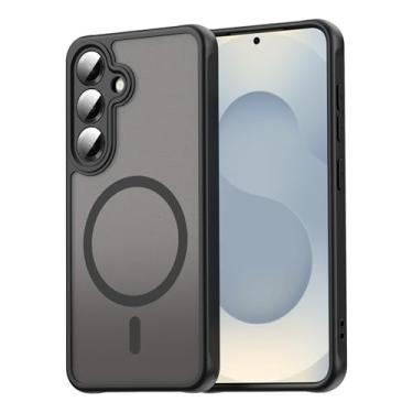 Imagem de JMIMAOWO Capa magnética para Samsung Galaxy S25, [compatível com Magsafe], [proteção contra quedas de grau militar], capa de celular fina fosca translúcida com proteção total para câmera para Samsung