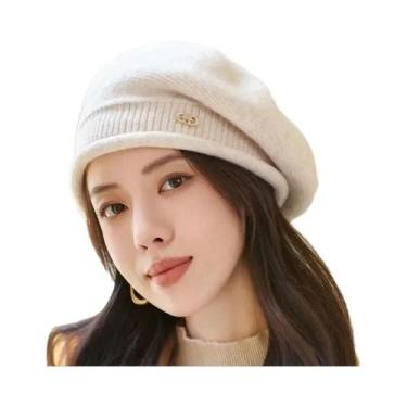 Imagem de Boina De Tricô Feminina Para Inverno, Macia, Quente E Elástica, Chapéu