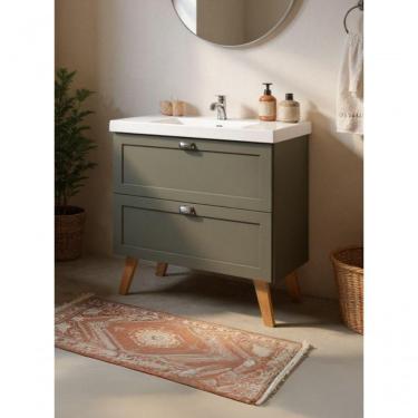 Imagem de Gabinete Para Banheiro Com Cuba 80cm Retro Mdf Verde Milano - On Móveis