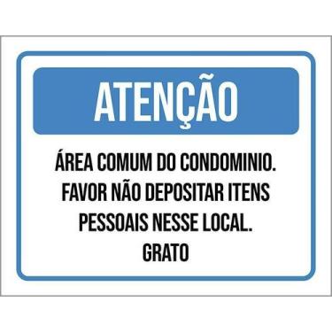 Imagem de Kit 10 Placa Acm Área Comum Condomínio Depositar Itens 18X23 - Sinaliz