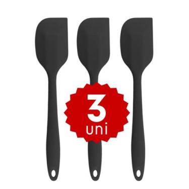 Imagem de Kit Espátula Reta de Silicone Resistente Flexível Cozinhar Confeitar -