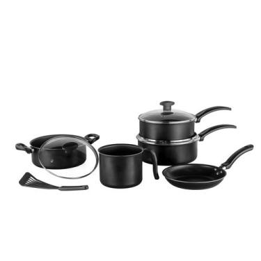 Imagem de Jogo de Panelas Teflon 6 Peças com Tampa de Vidro - Pop Lar, Preto
