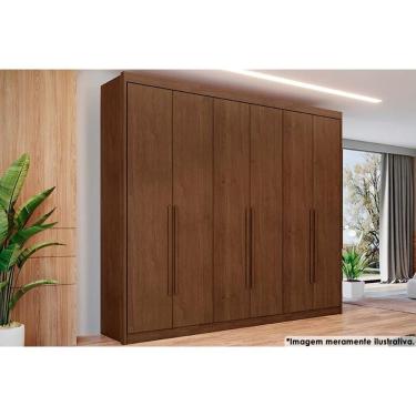 Imagem de Guarda Roupa Casal Bérgamo 6 Portas de Bater 8 Gavetas MDF Cacau Conquista Móveis