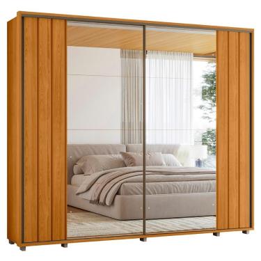 Imagem de Guarda Roupa Casal Mya Cinamomo Z10 2 Portas de Correr 8 Gavetas MDF Cinamomo Mpozenato