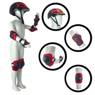 Imagem de Kit Conjunto Proteção Segurança Infantil Zippy Toys Capacete Joelheira