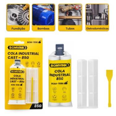 Imagem de Cola Epóxi Metal Kit 4 Solda Fria Alta Temperatura Reparo Aço Alumínio