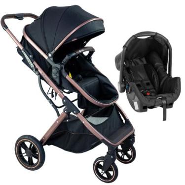 Imagem de Carrinho de Bebê Zoe + Bebê Conforto Grid Preto - Galzerano