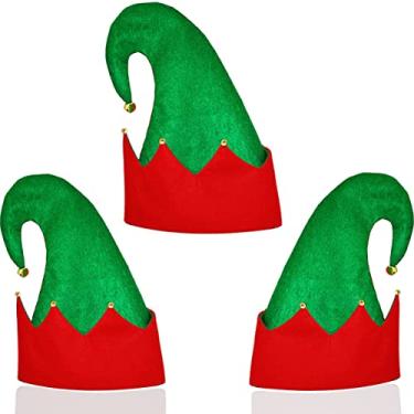 Imagem de Chapéus de elfo para crianças e adultos (pacote com 3) em massa, chapéu de elfo de Natal para homens e mulheres, fantasia de festa de Natal, chapéu de Papai Noel da 4E's Novelty