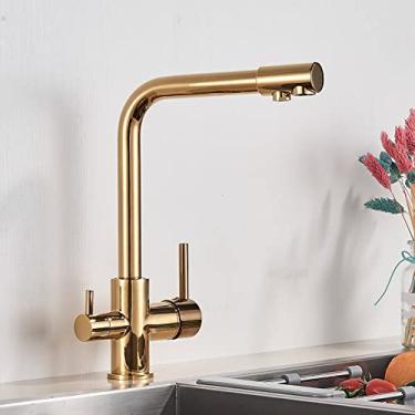 Imagem de Torneira de filtro de água torneira de cozinha torneira de água potável torneiras rotativas de purificação de água para guindastes misturador de pia de cozinha, torneira de ouro, china