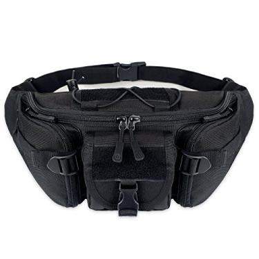 Imagem de Relarr – Pacote de cintura tática portátil para atividades ao ar livre, caminhadas, viagens, militares, cintura, bolsa, para ciclismo, acampamento, caça, pesca, compras (preto)