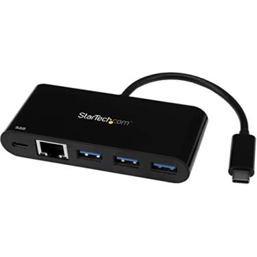 Imagem de StarTech. Hub USB-C de 3 portas com Gigabit Ethernet e carregador de laptop de 60 W - USB-C para 3 USB-A (USB 3.0 SuperSpeed 5 Gbps) - Hub adaptador USB 3.1/3.2 Gen 1 (HB30C3AGEPD)