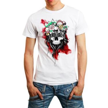 Imagem de Camiseta Skull Caveira Mexicana Camisa Moleton Mod08 - Design T-Shirt