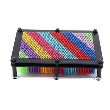 Imagem de Pin Art Brinquedo Colorido 3D Pin Escultura Novidade Pin Plástico Molde Mão Arte Placa Para Crianças e Adultos (Tamanho grande em preto)