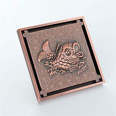 Imagem de Piso de drenagem de chuveiro quadrado com tampa removível invisível anti-odor de padrão de filtro Home Hotel Acessórios de banheiro Latão espesso