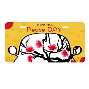 Imagem de DIYthinker Placa de carro com estampa Sakura vermelha e preta da cultura japonesa, decoração de carro, dia da paz