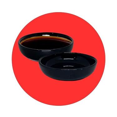 Imagem de Kit 50 Molheira Porta Shoyu Tigela 110mL Sushi Nozoki Preto 10cm