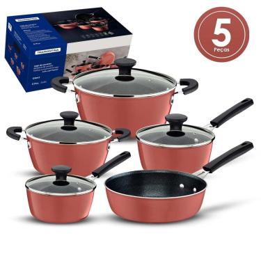 Imagem de Jogo de Panelas Tramontina Antiaderente Glenz 05 Peças