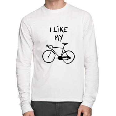 Imagem de Camiseta Algodão I Like My Bike Manga Longa - Foca Na Moda