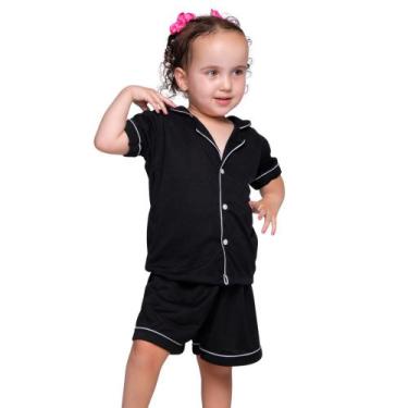 Imagem de Pijama Infantil Menina Verão Americano Blusa Com Gola E Short Brenda -