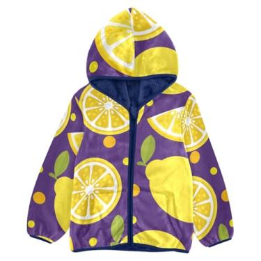 Imagem de KLL Jaqueta de lã para bebê menino amarelo limão fruta roxa roupas para meninos roupas azul marinho roupas de bebê menino 3T, Fruta roxa amarelo-limão, 6 Anos