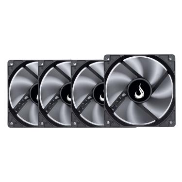 Imagem de Kit 4 Cooler Fan Rise Mode 120mm 12v Preto - RM-BK-01-FB