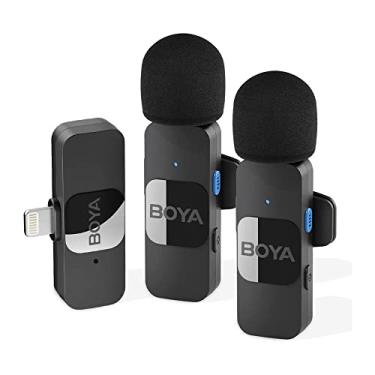 Imagem de Microfone de Lapela Sem Fio Boya By-v2 para iOS Conexão 2,4Ghz Preto Alta Sensibilidade Conexão Estável Design Compacto Ideal para Gravações e Lives Profissionais