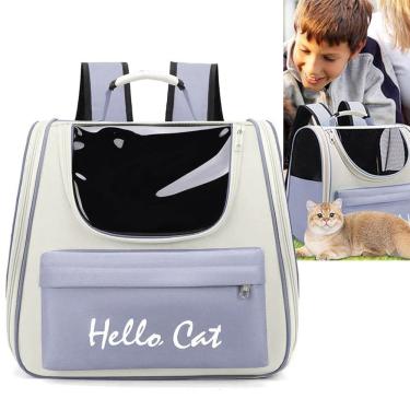 Imagem de Mochila Bolsa Transporte Gato Cachorro Pet Animais Bolso Ventilado Ar Vista Panoramica Passeio Saida