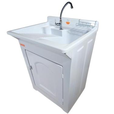 Imagem de Stilofibras Tanque De Lavanderia 40l Com Esfregadeira Lateral e Torneira Cor:Branco