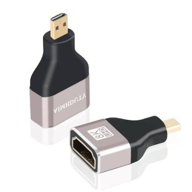 Imagem de AIMHDUTY Adaptador Micro HDMI para HDMI banhado a ouro 8K, pacote com 2 conectores HDMI fêmea para micro HDMI macho, suporta 8K @60Hz, 4K @120Hz, compatível com câmera, laptop, projetor, etc