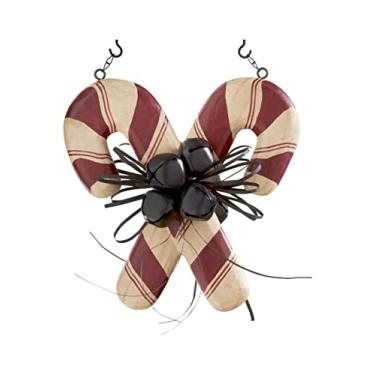 Imagem de K&K Interiors B7372 bengala dupla de doces com flecha de sinos, 5 cm x 28 cm x 28 cm, vermelho/branco