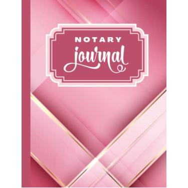 Imagem de Notary Journal: 8.5x11 Large Notarial Logbook/With 200 Numbered Pages - Two Record Logs Per Page / 400 Records/Ledger Book Gift For Signing Agents/Pastel Pink 3D Stripe Art