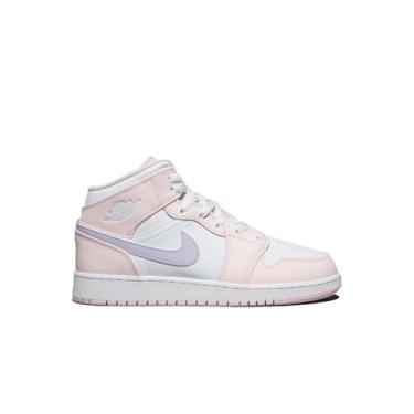 Imagem de NIKE Air Jordan 1 Mid GS Tênis infantil rosa lavagem/violeta branco-gelo (FD8780 601), Rosa Lavado/Branco/Violeta Frost, 6.5 Big Kid