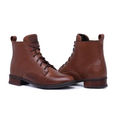 Imagem de Bota feminina em couro legitimo cano baixo  ajuste cardaço confortavel