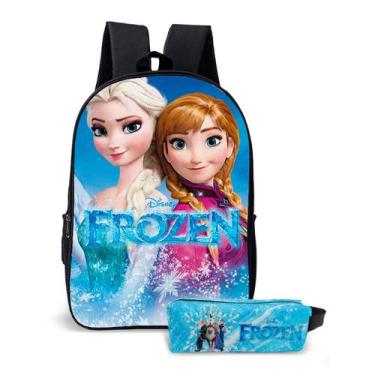 Imagem de Kit Mochila com Estojo Escolar Infantil Frozen Menina Elsa e Ana  - Us