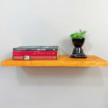 Imagem de Prateleira de Parede de Ferro e Madeira Industrial Suspensa 60cm Carva