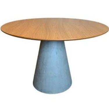 Imagem de Mesa de Jantar Cone Cimento Queimado 150 cm Tampo Freijó - Linn Design